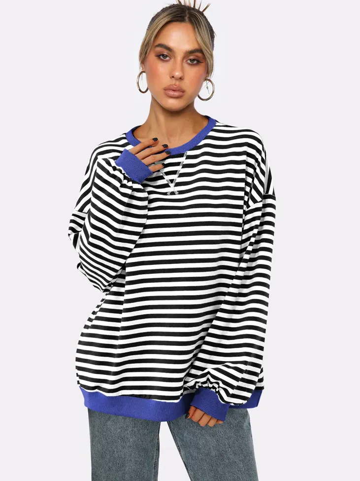 White Horizontal Stripes Sweatshirt - Image 1