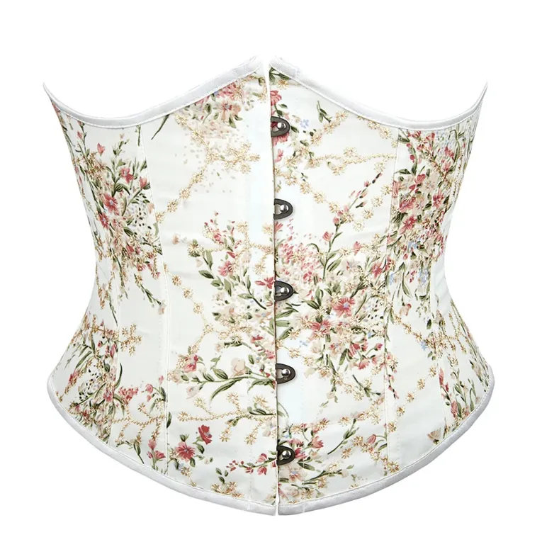Off White Floral Fitted Corset Top - Image 1