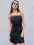 Black Solid Lace Detail A-Line Dress