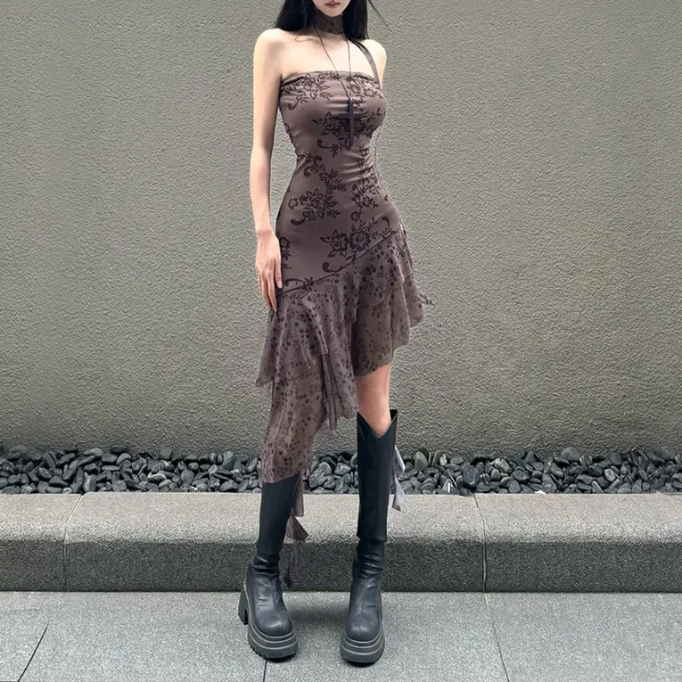 ★as''on★FLORA LACE PUFF DRESS / BROWN★正規品/韓国送料込 FLORA LACE PUFF DRESS / BROWN - 애즈온