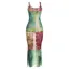 Green Abstract Print Bodycon Dress