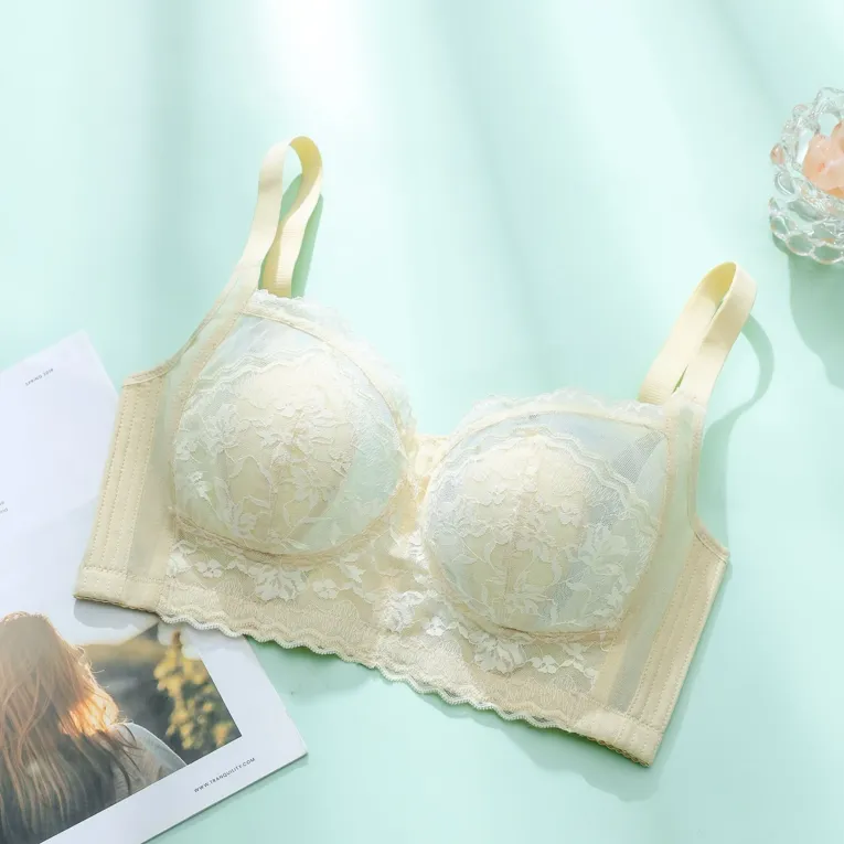 Cream Lace Full-Coverage non-wired push up Bra - Image 1