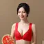 Red Lace Half-Coverage non-wired push up Bra