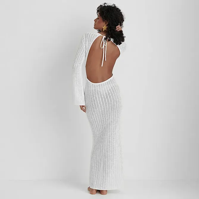 ETRÉ TOKYO HAND MADE KNIT GOWN OFF WHITE Shop the Tokyo Dreams Lace Halter Maxi Dress White