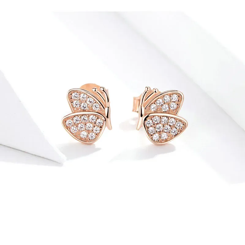 Graceful Butterfly Rose Gold Plated Earrings - NEWME