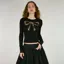 Black Solid Lace Detail Crop Top