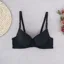 Black Solid Half-Coverage Push-up push up Bra