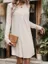 Off White Ribbed A-Line Dress