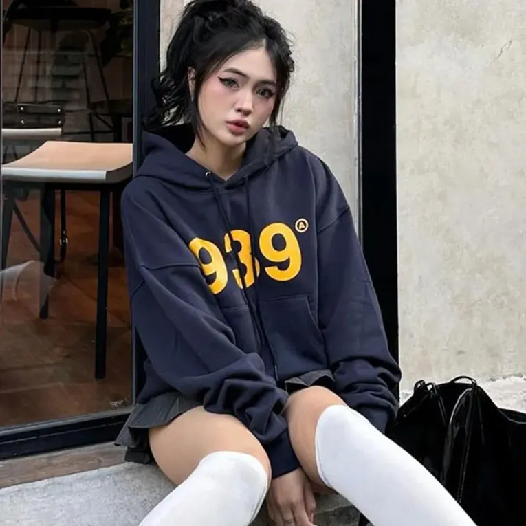 Navy Letter Hooded Sweatshirt - NEWME