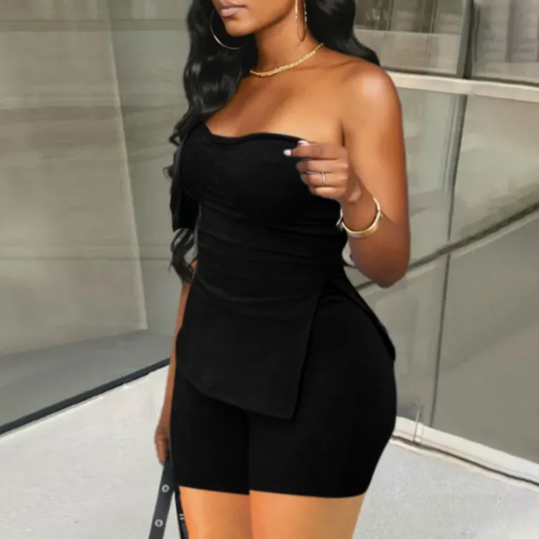 Black Solid Fitted Co Ord Set - Image 1