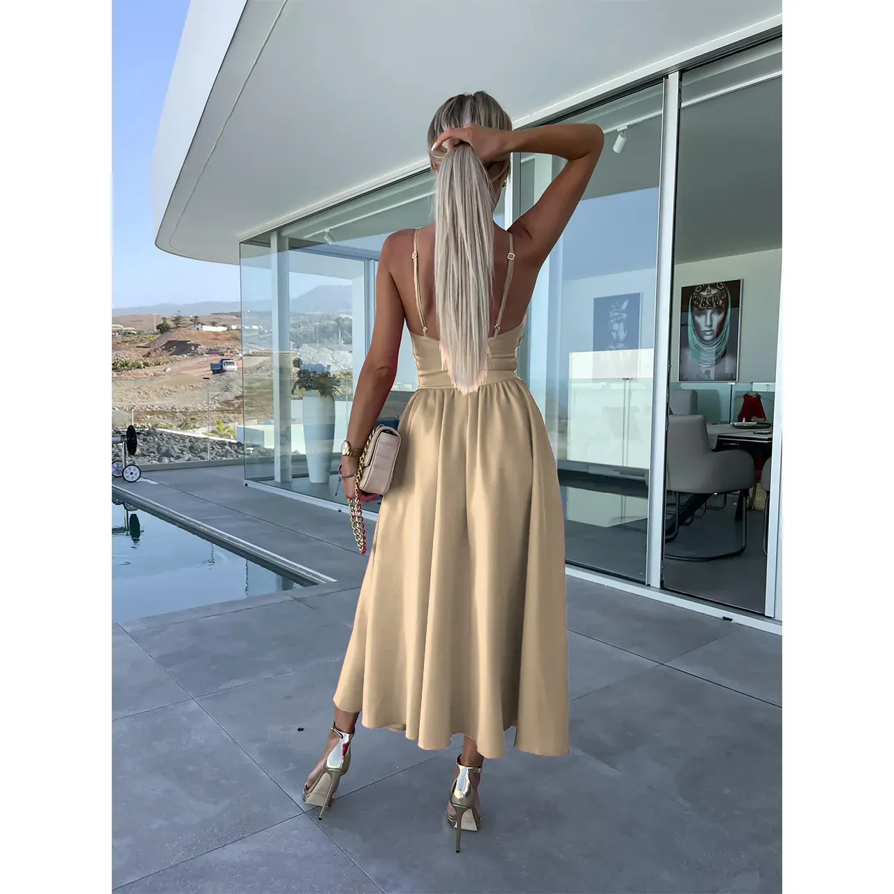 スカート andmary Nei knit set flare dress beige Nei knit set flare dress