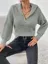 Grey Textured High Neck Sweater Top