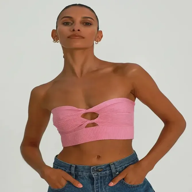 Pink Twist Detail Tube Top - NEWME