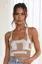 Khaki Geometric Square Neck Crop Top
