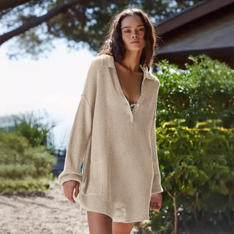 Beige Solid Spread Neck Playsuit - Image 1