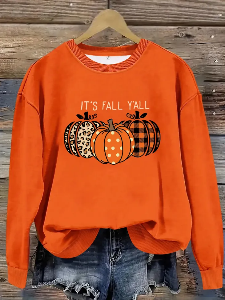 Orange Graphic Crew Neck Sweatshirt - Image 1
