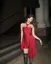 Red Draped Detail Stylised Neck Mini Dress