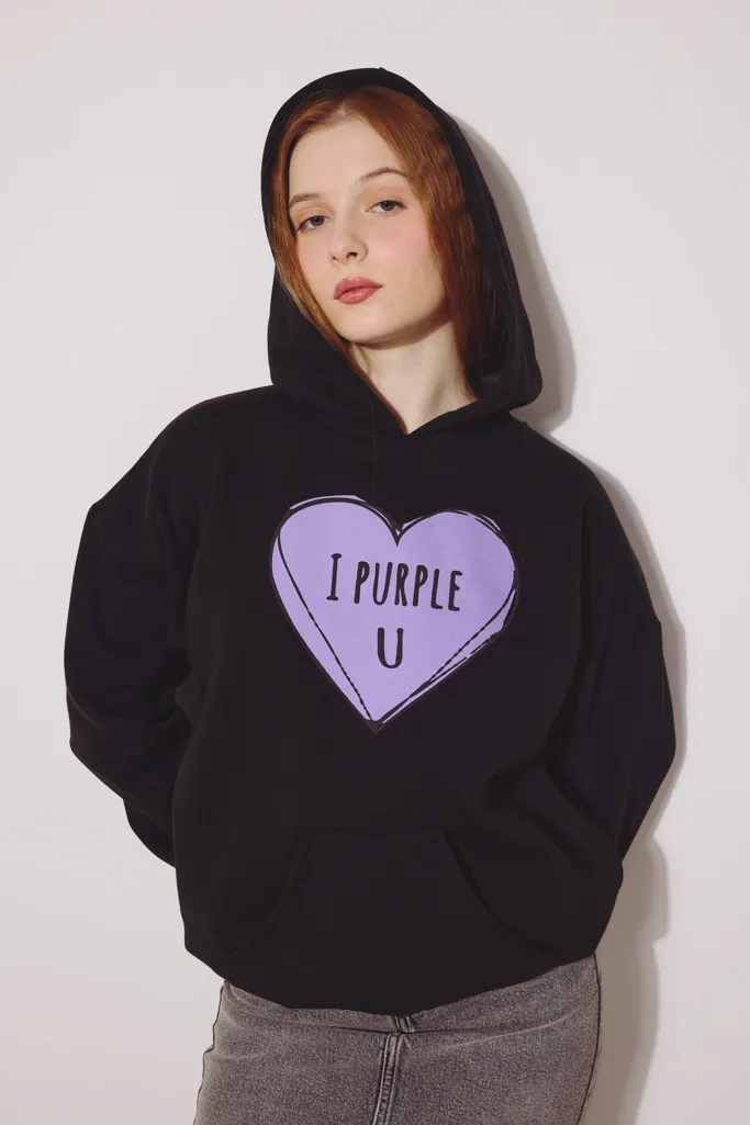 Black Bts Printed Hooded Sweatshirt - Image 1