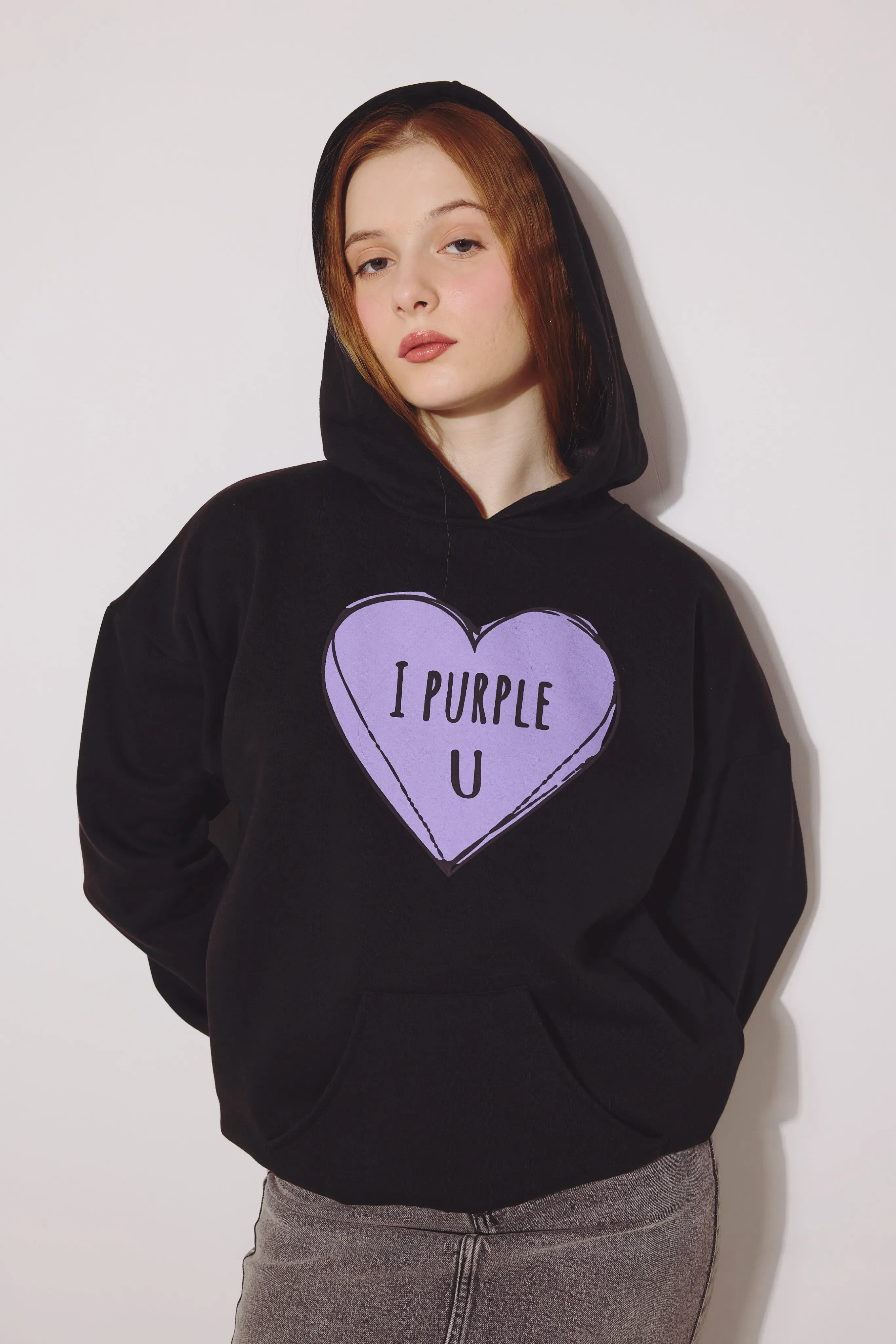 Black Bts Printed Hooded Sweatshirt