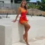 Red Abstract Print Micro Mini Dress