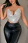 Silver Embellished Cowl Neck Top
