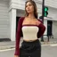 Maroon Colorblock Square Neck Top