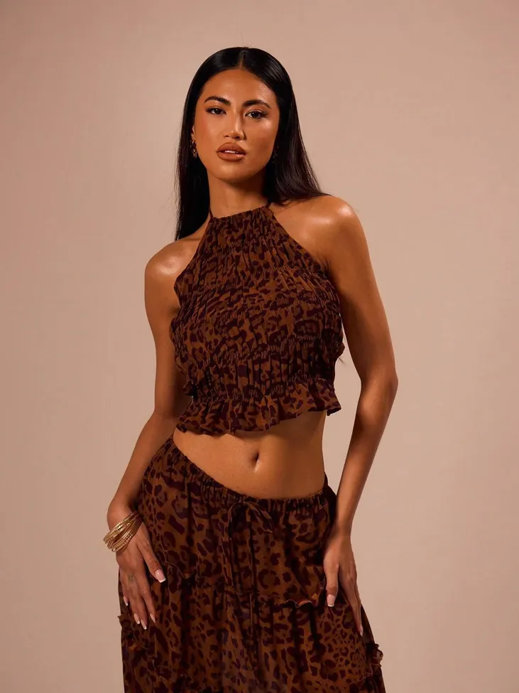 Brown Leopard Crop Top - Image 1