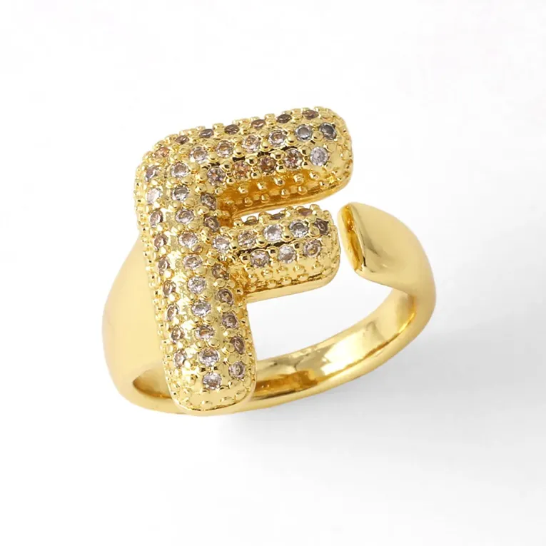 Imitation Gold Letter Cocktail Ring - Image 1