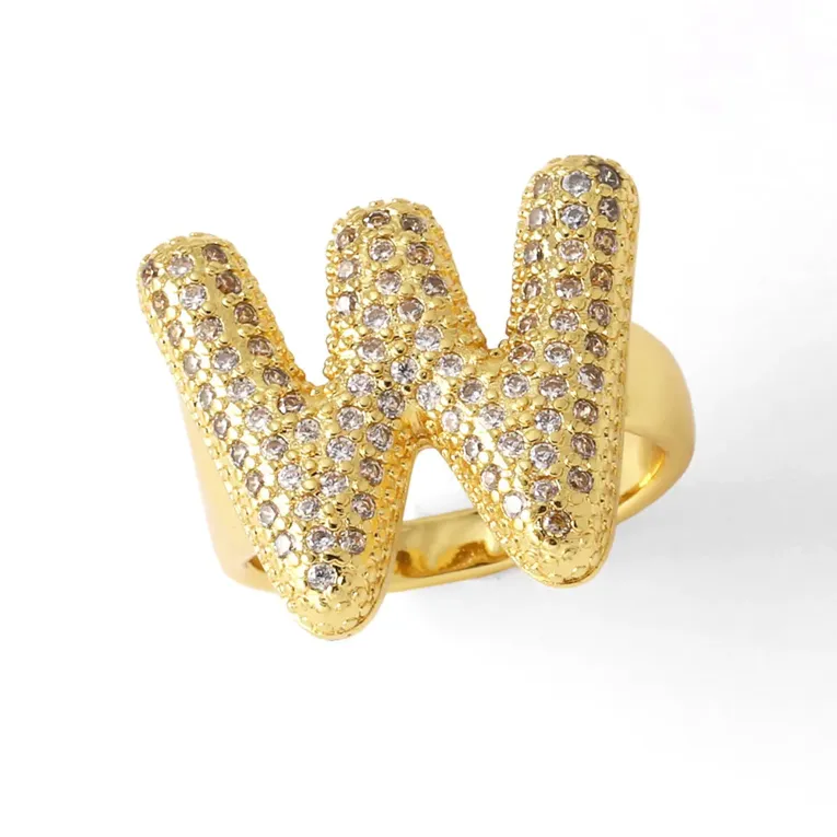 Imitation Gold Letter Cocktail Ring - Image 1