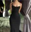 Black Solid Midi Dress