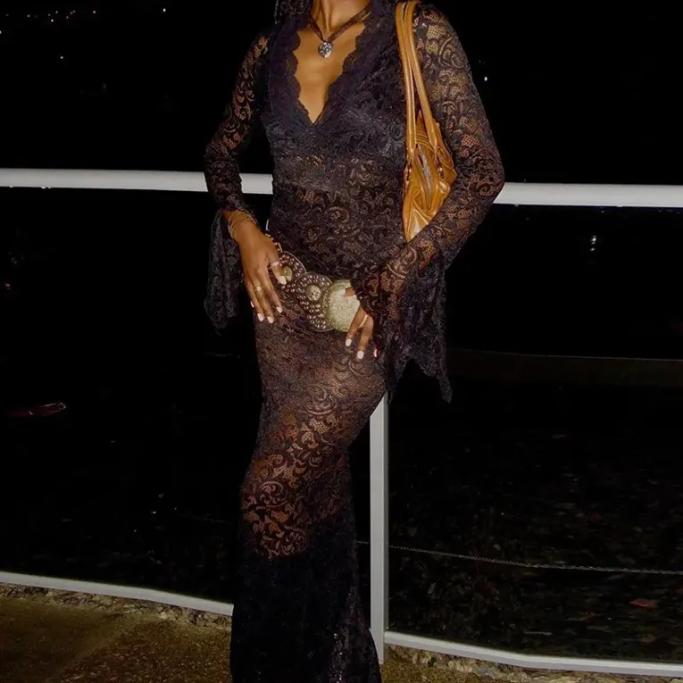 princess polly baby blue dress Black Lace Bodycon Maxi Dress