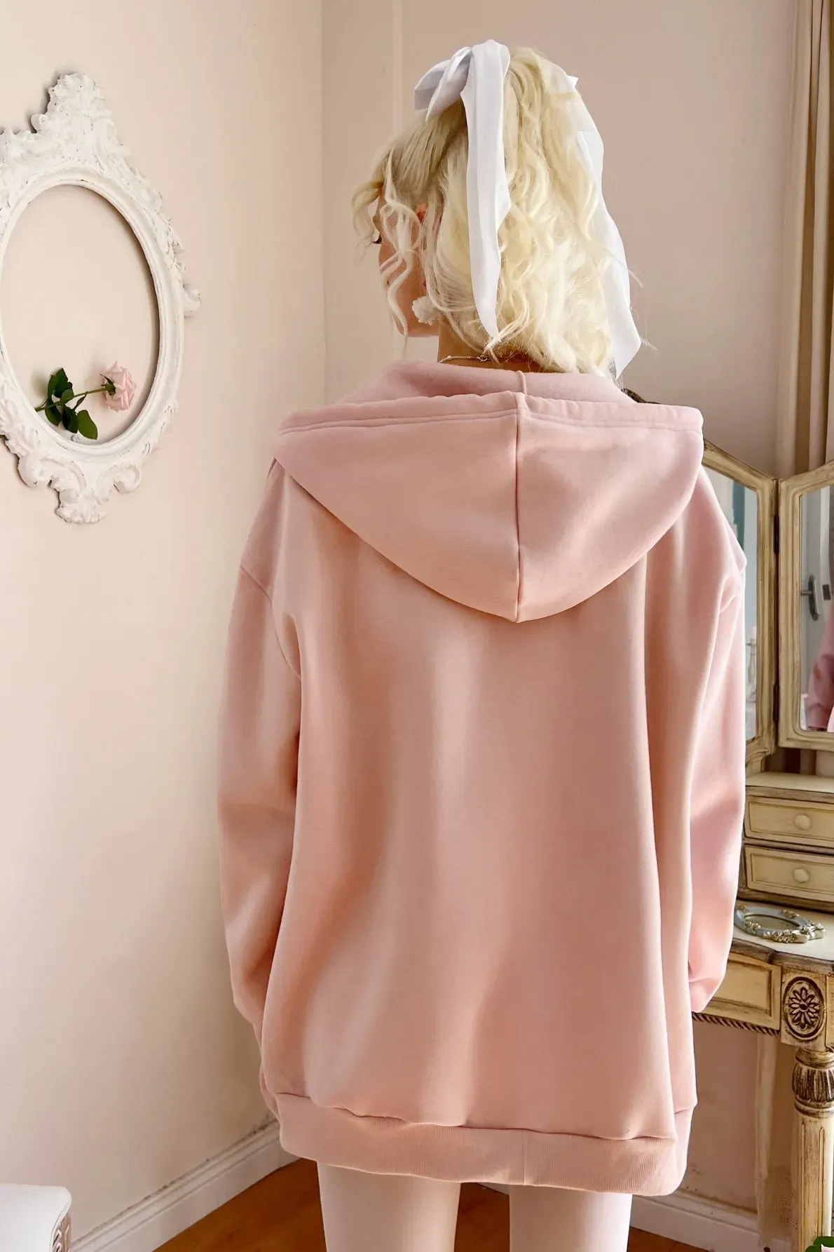 Pink Solid Hooded Sweatshirt - NEWME