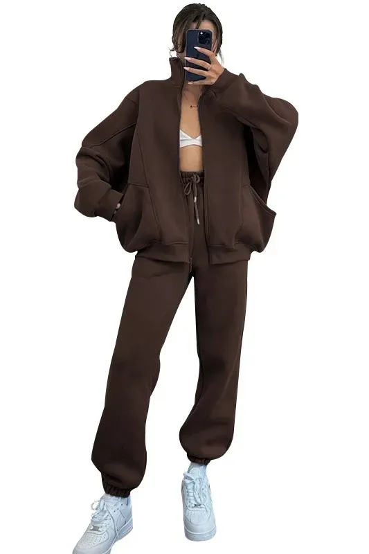 Brown Solid Winter Co-Ords - NEWME