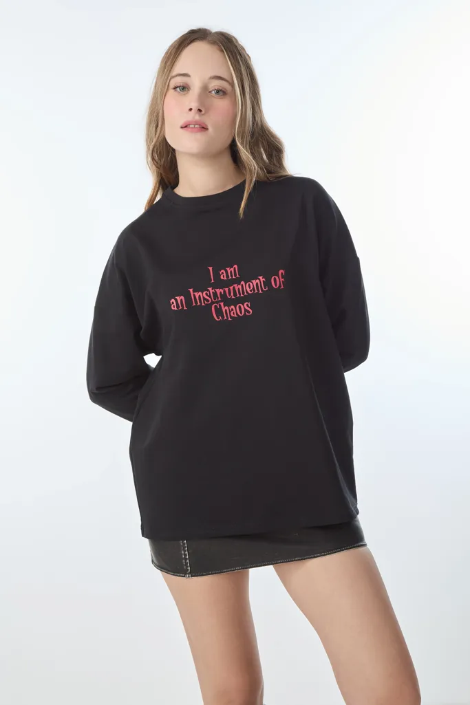 Black Typographic Sweatshirt - Image 1