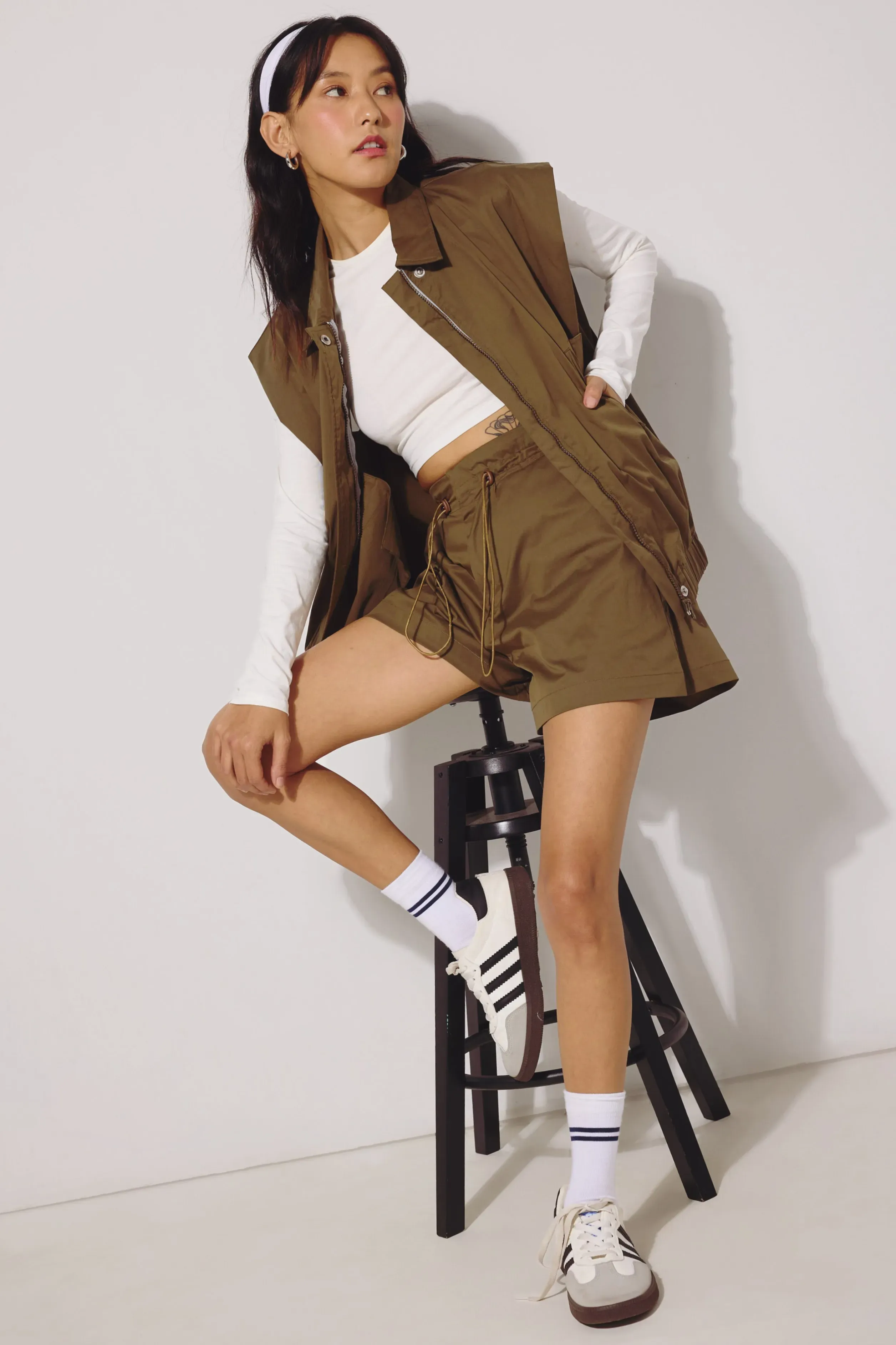 Olive Solid Short Sleeve Co-ord Set