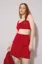 Red Semi Sweetheart Neck Top And Skirt Set