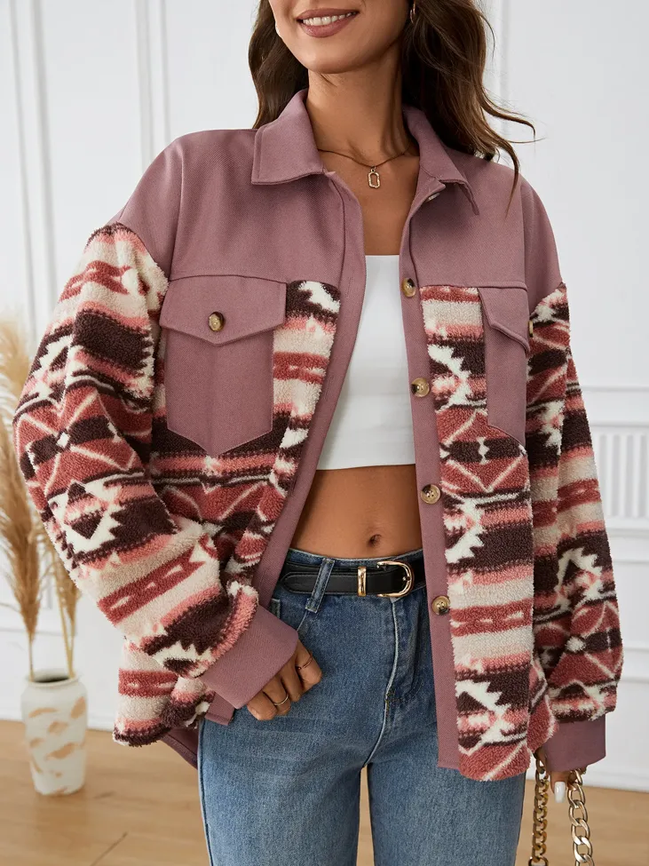 Mauve Aztec Pattern Jacket - Image 1