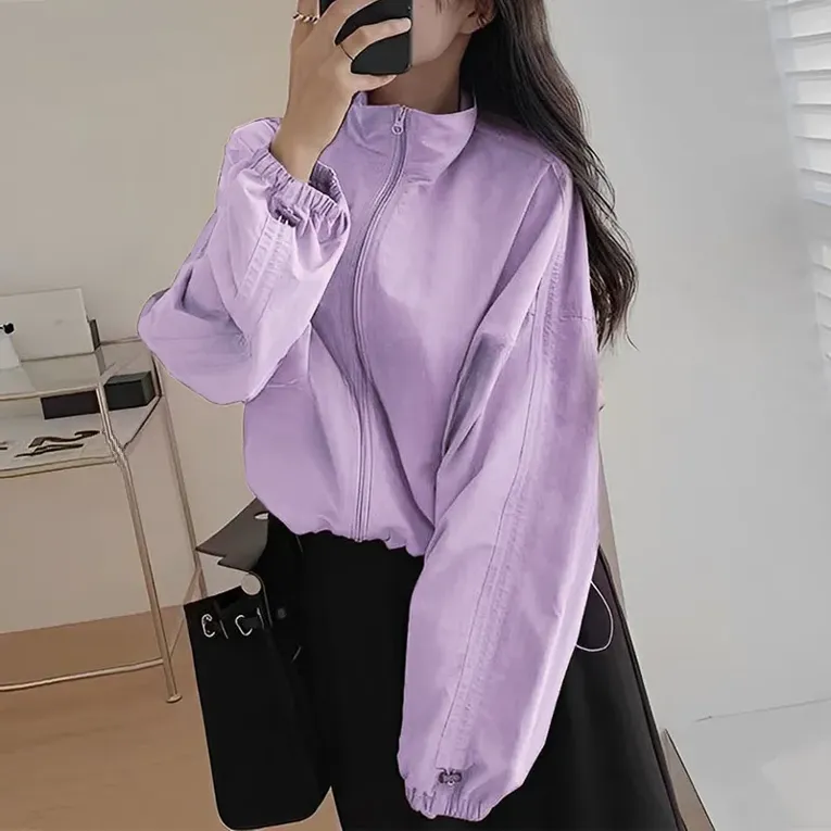 Lilac Mock Neck Windcheater Jacket - Image 1