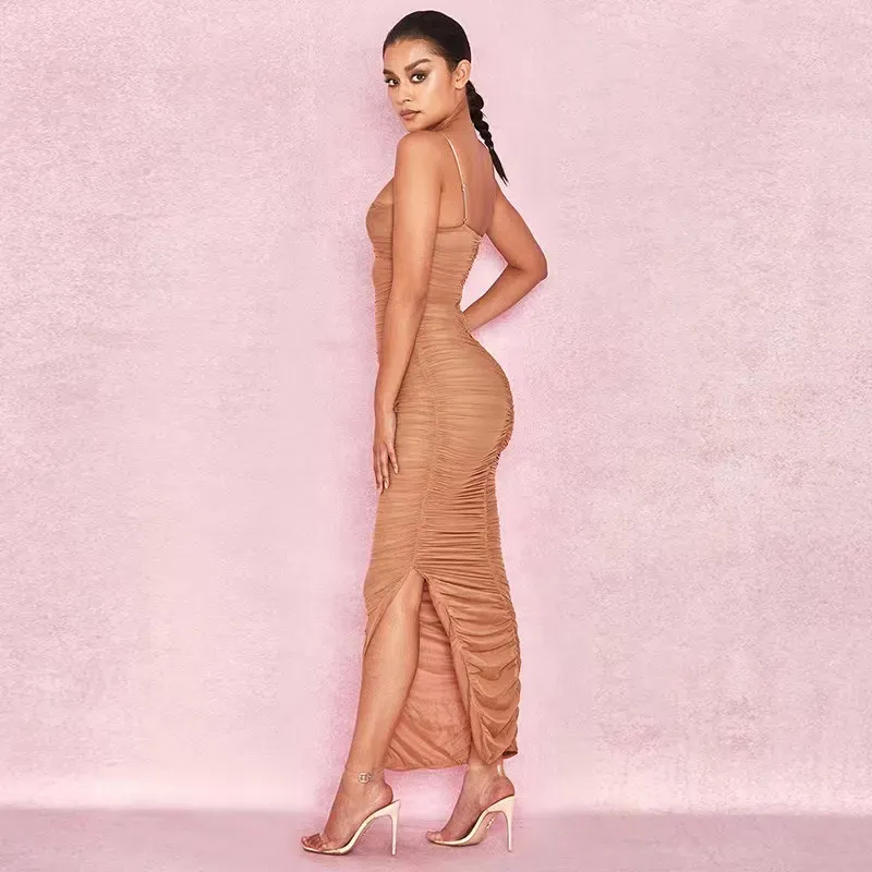 chinese dress ladies Deme by Gabriella Oceana Nude Beige Sequin Maxi Dress main image 0
