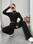 Black Ribbed High Neck Co Ord Set