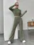Olive Ribbed High Neck Co Ord Set