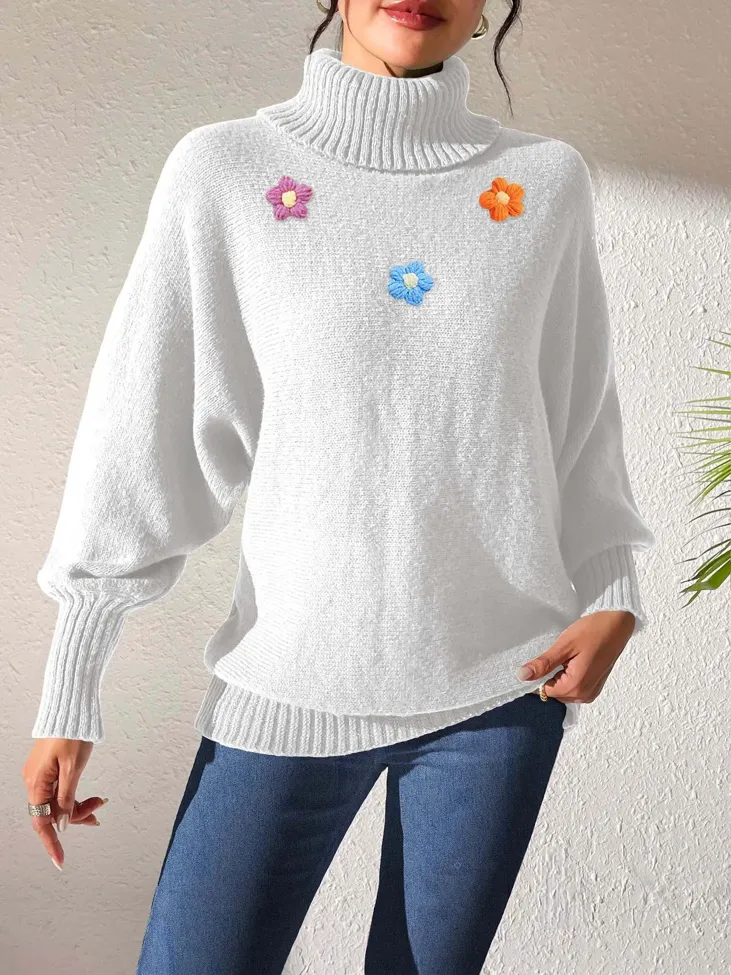 White Floral Detail Vest Sweater - Image 1