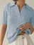 Light Blue Cable Knit Collared Sweater