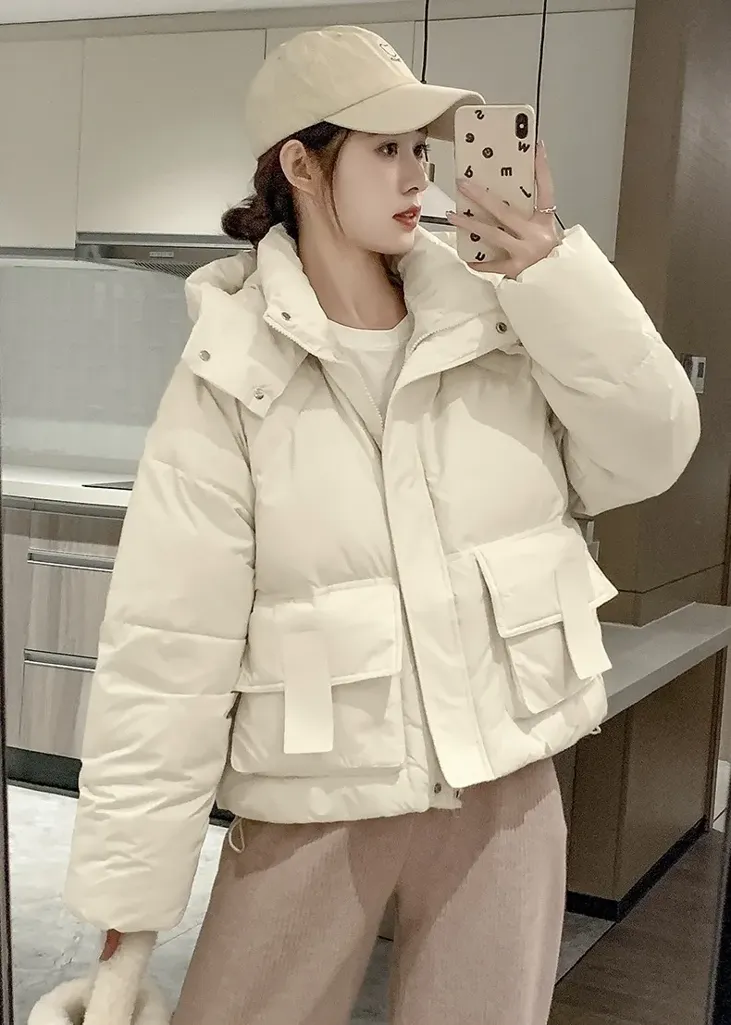BADBLOOD★韓国大人気 Cozy Hooded Puffer Jacket - Cream NM-PRC-179-WJK-24-OCT-10613-