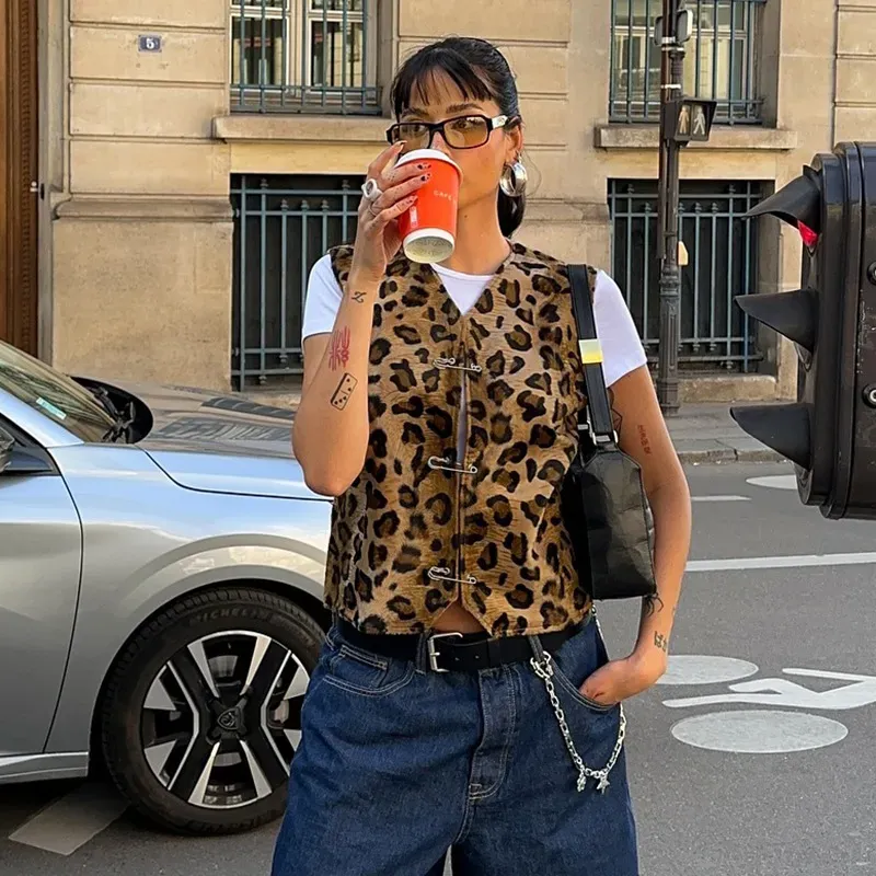 Brown Leopard Print Top