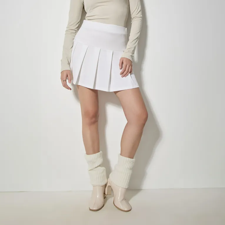 White Pleated Mini Skirt - Image 1