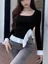 Black Color Blocked Ruffle Detail Top