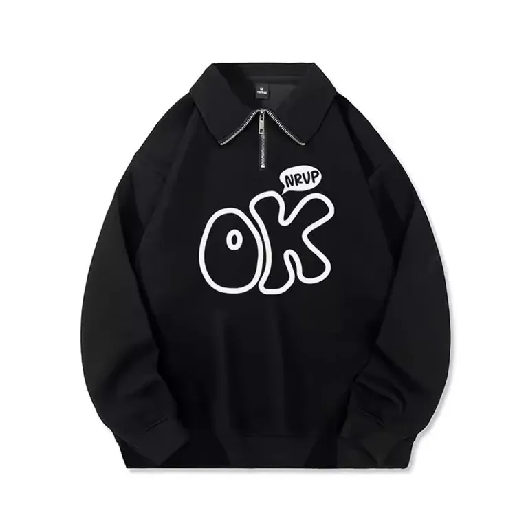Black Typographic Oversized Sweatshirt - Image 1