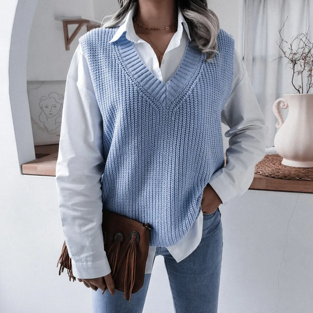 [ 自留！] knit one shoulder vest / blue main image 0
