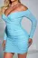 Blue Off Shoulder Bodycon Mini Dress